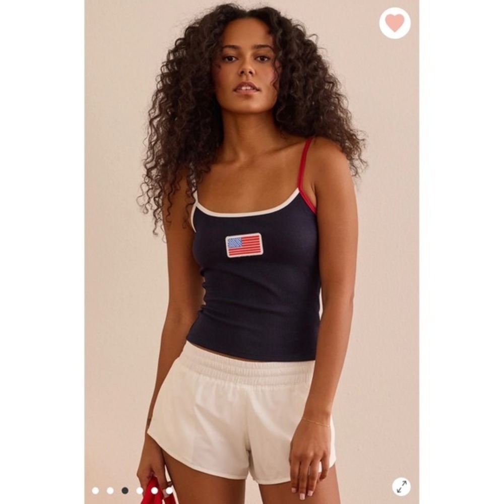 AS Revival American Flag Ribbed Cami Tank Top Navy Blue Red White Size XL